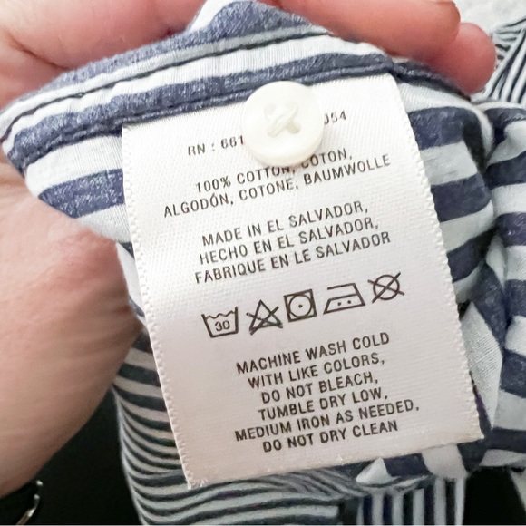 Anthropologie HOLDING HORSES Navy & White Stripe/Floral Button Down Top - Picture 6 of 11